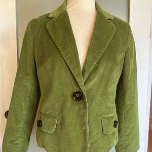 Talbots Cropped Blazer Petite 8 Olive Green Corduroy